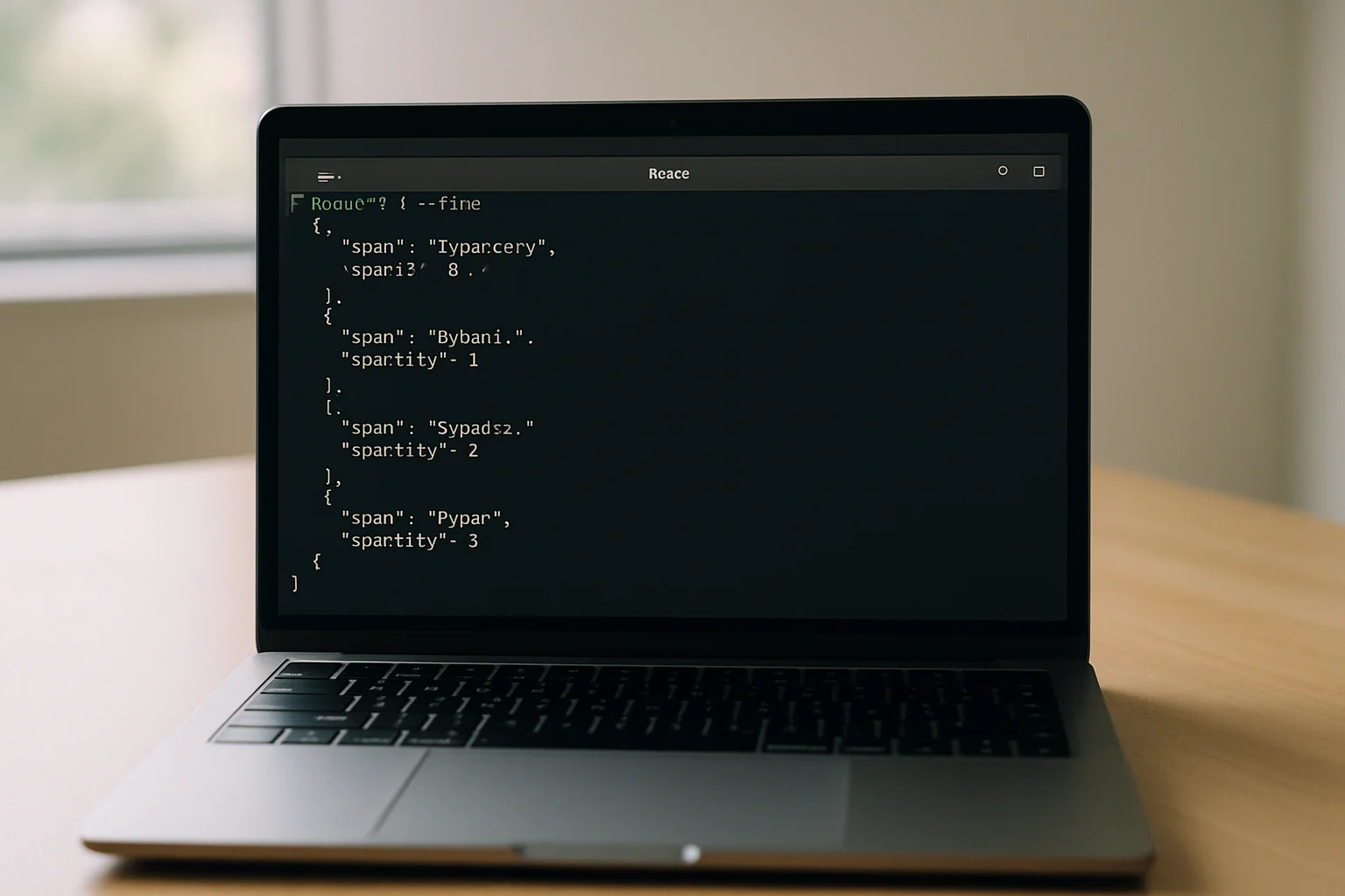 Ordinateur portable sous Linux montrant un terminal où une liste JSON d’inventaire est filtrée pour n’afficher qu’une partie des éléments.