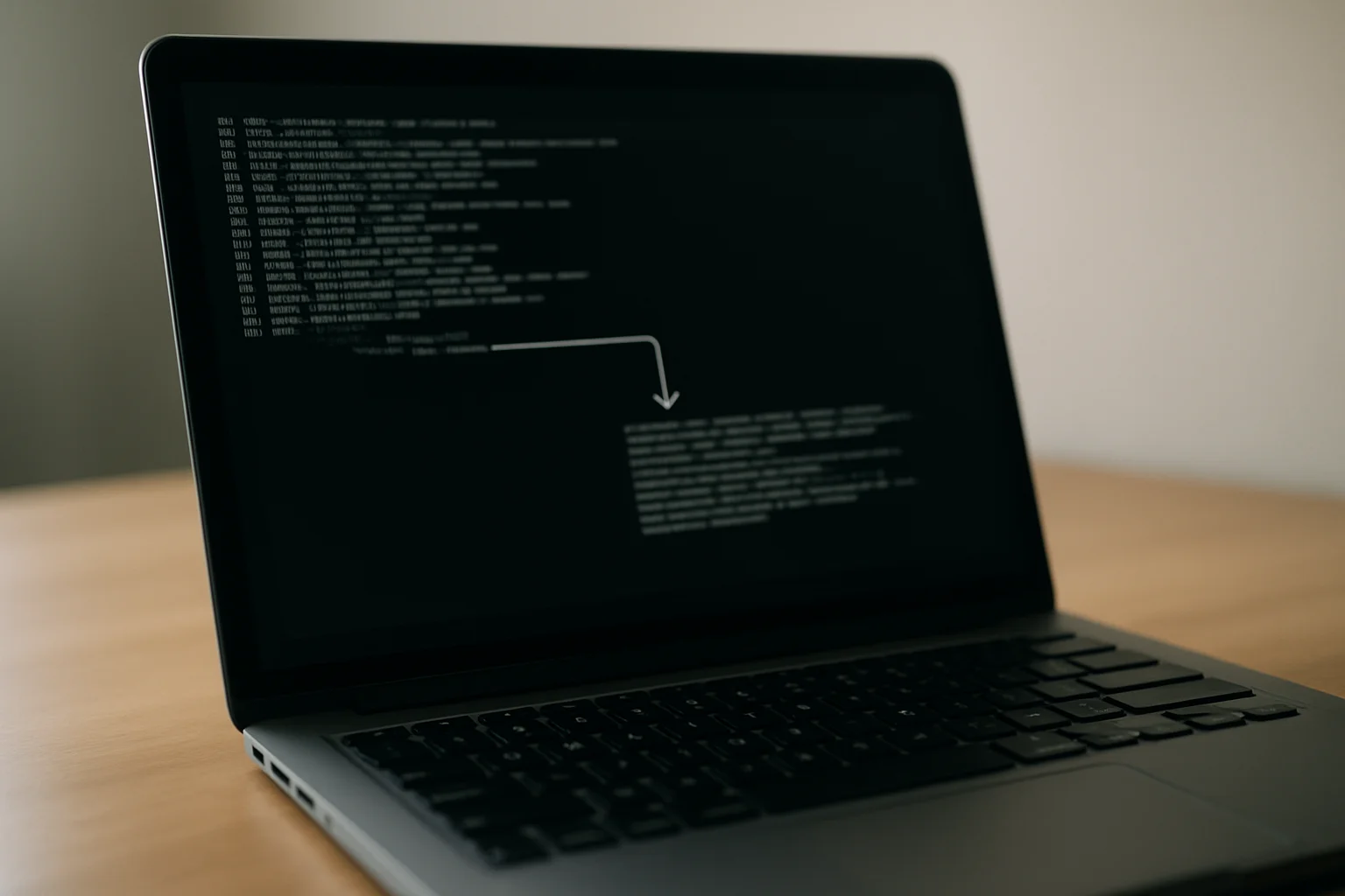 Un flux de sortie standard est acheminé visuellement d’une commande vers une autre sur un ordinateur portable.