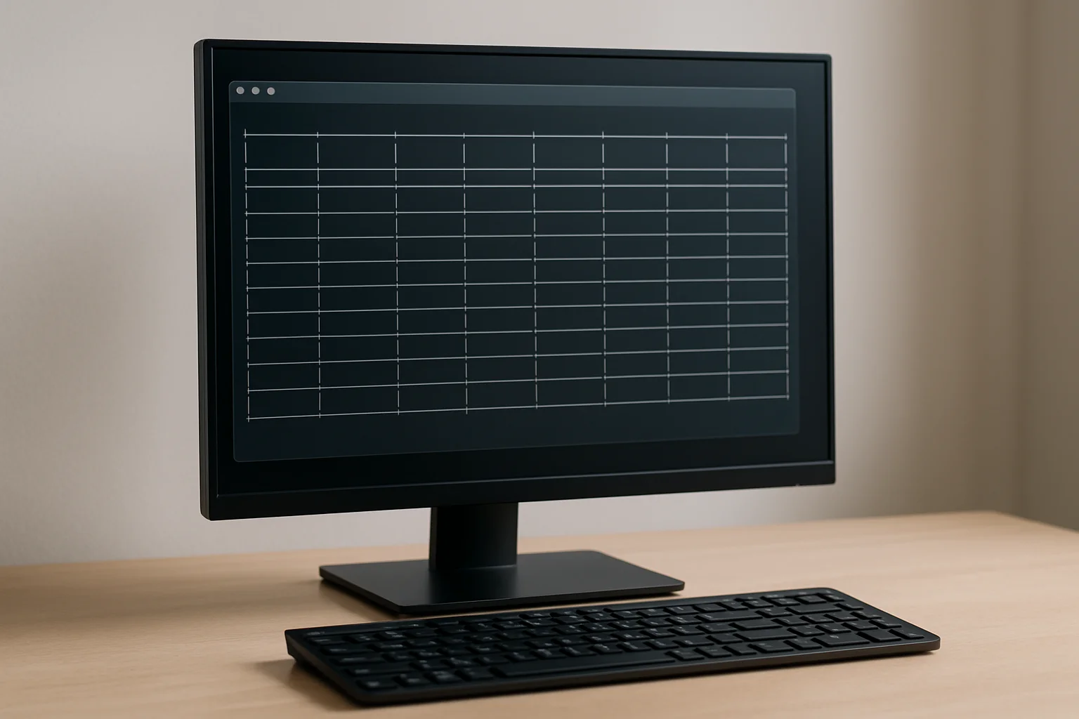 Écran d’ordinateur affichant des colonnes bien alignées dans une fenêtre de terminal, avec un clavier sur un bureau sobre.