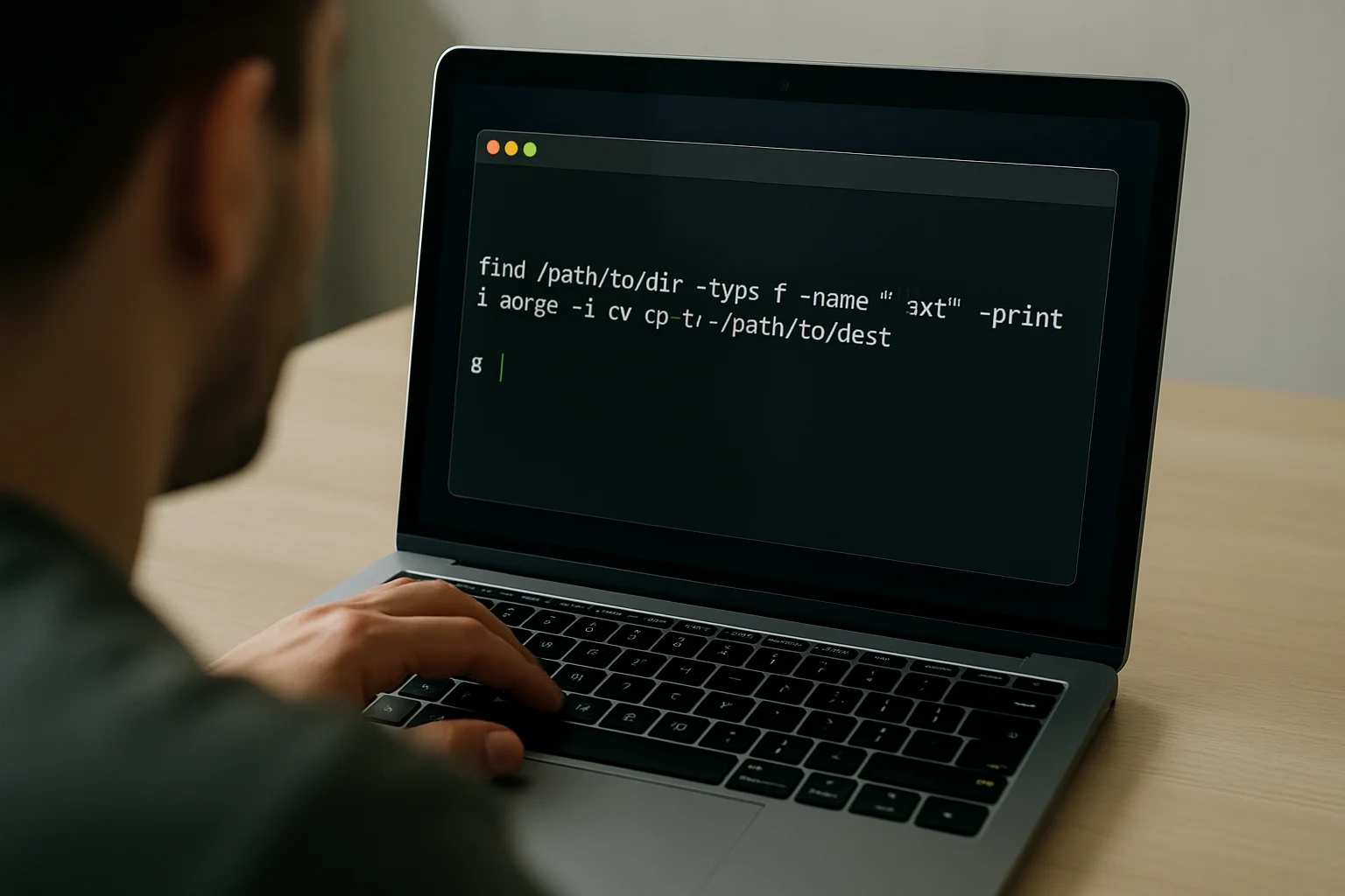Vue réaliste d’un terminal où find et xargs sont combinés proprement pour transmettre des résultats vers une exécution en lot.